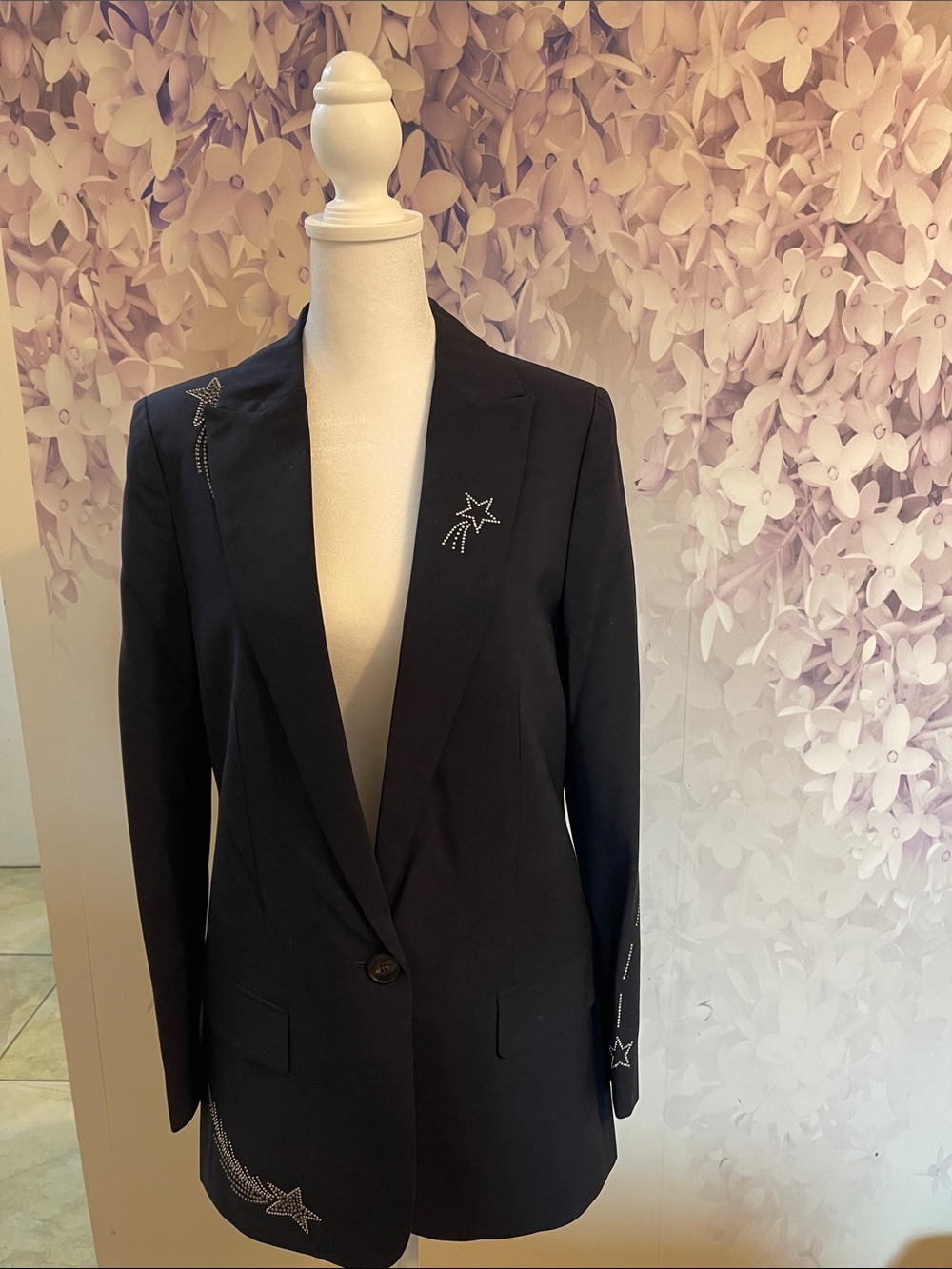 Zadig & Voltaire navy blue crystal shooting star blazer size 36